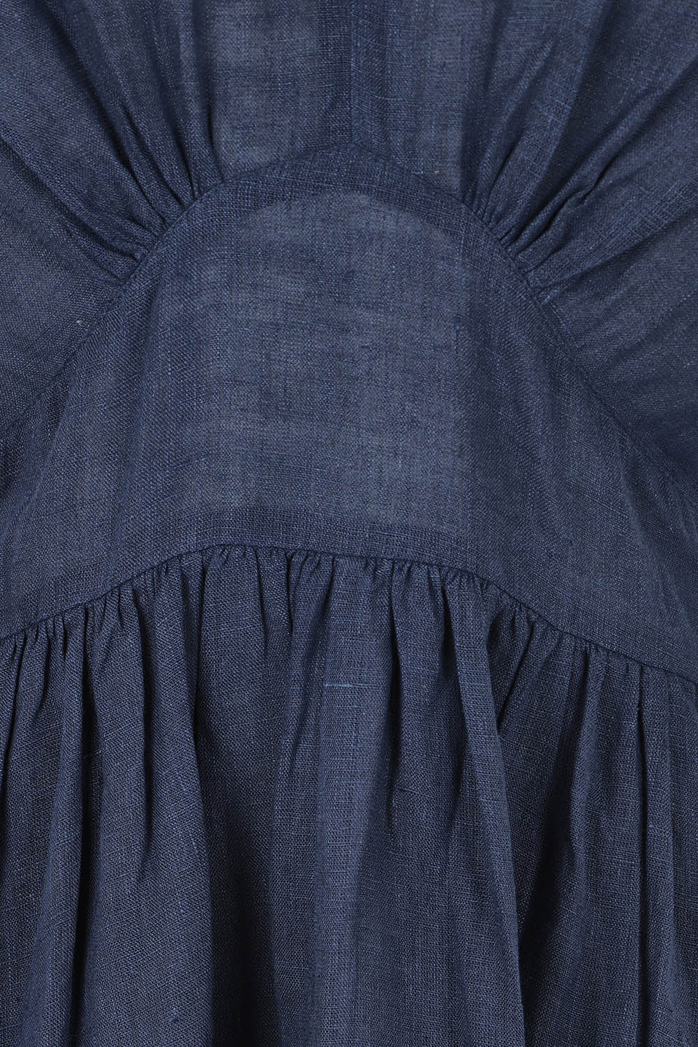 Product shot of the Blossom Linen Dress in colour Navy (Blue), detail