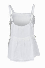 Product shot of the Alita Linen Top in colour White (White), from the back