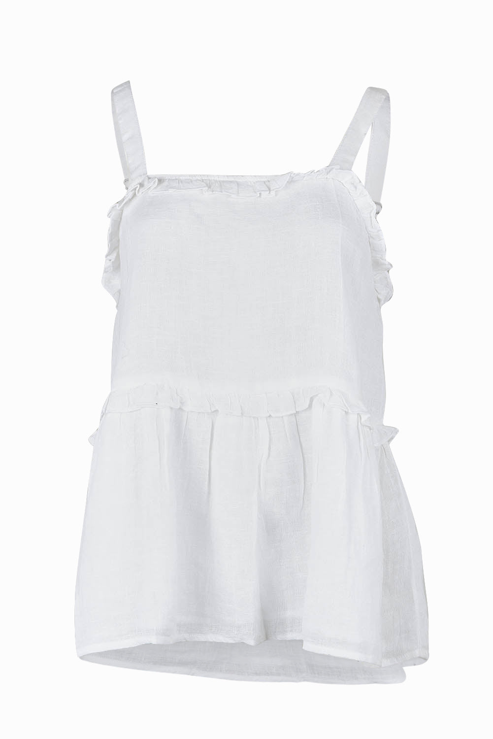 Product shot of the Alita Linen Top in colour White (White), from the front