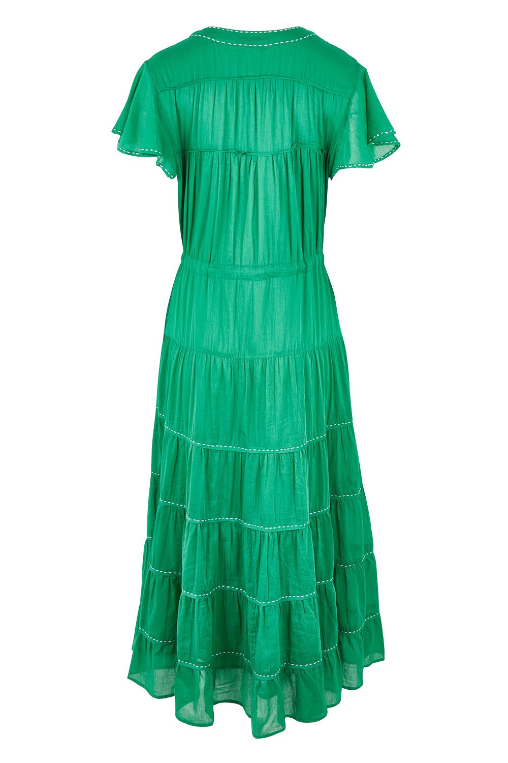 Product shot of the Delilah Cotton Dress in colour Jadegreen (Green), from the back