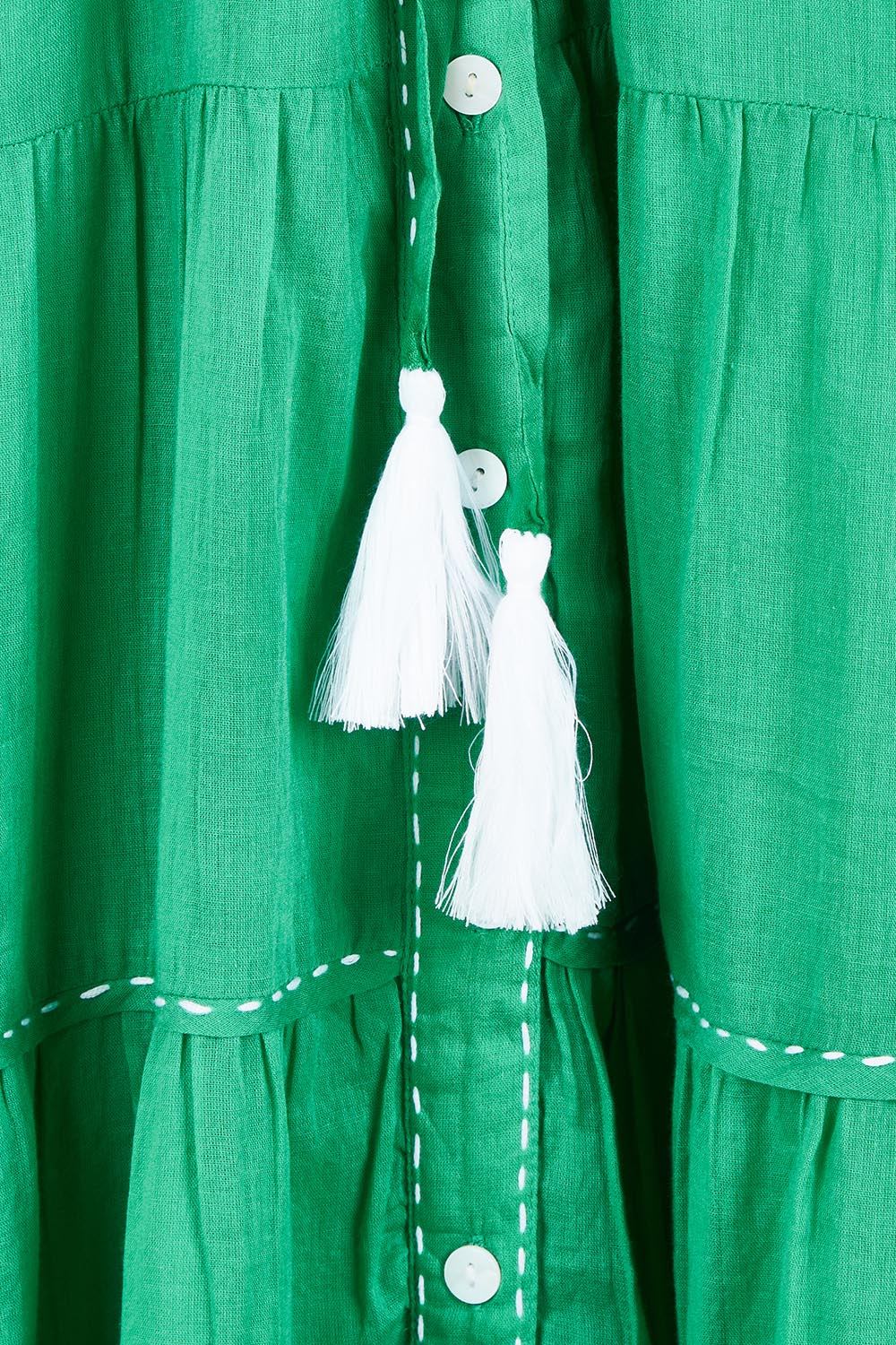 Product shot of the Delilah Cotton Dress in colour Jadegreen (Green), detail