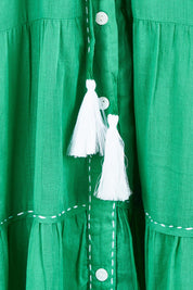 Product shot of the Delilah Cotton Dress in colour Jadegreen (Green), detail