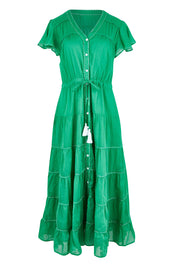 Product shot of the Delilah Cotton Dress in colour Jadegreen (Green), from the front