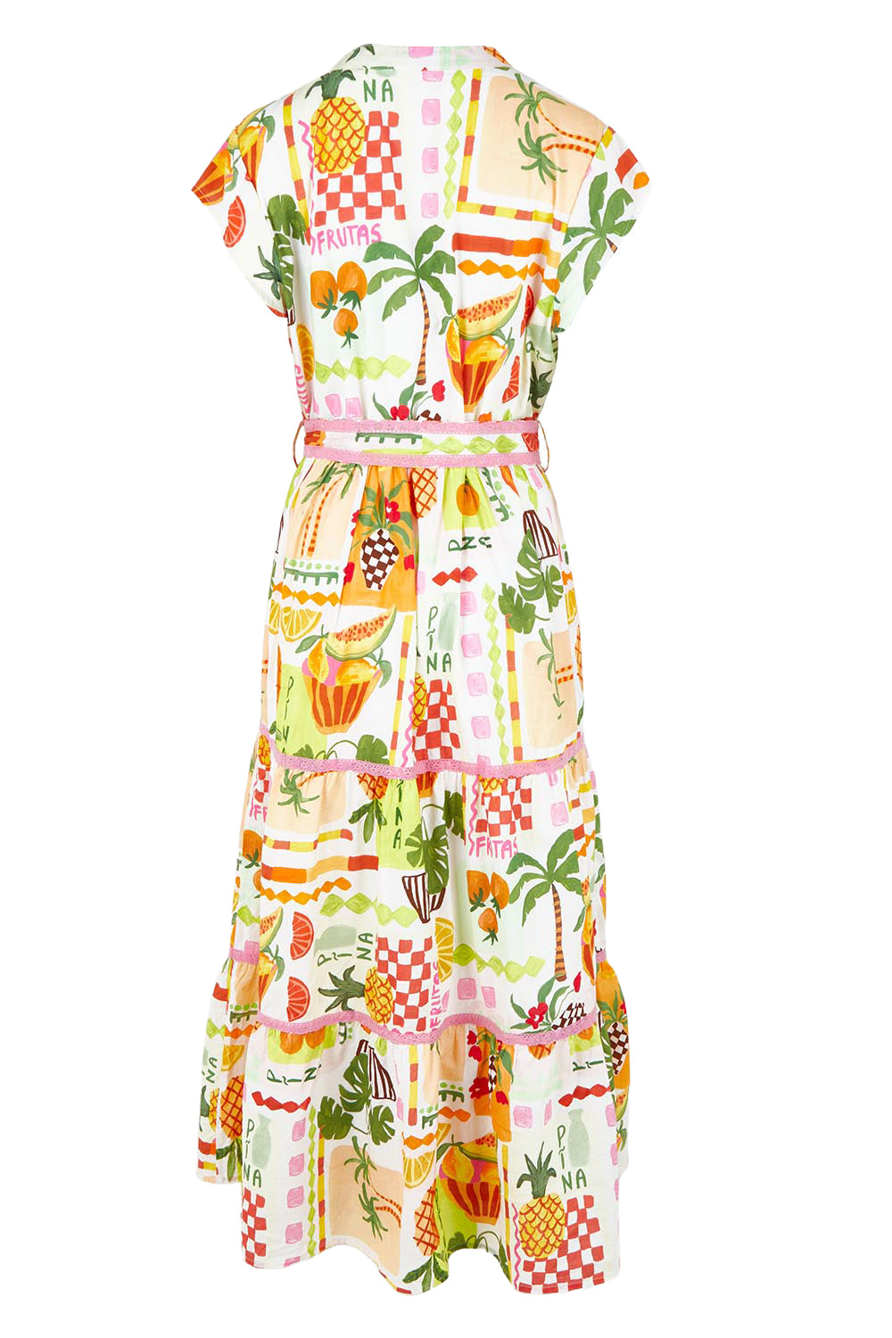 Product shot of the Avery Cotton Maxi Dress in colour Tropical, from the back