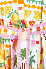 Product shot of the Avery Cotton Maxi Dress in colour Tropical, detail
