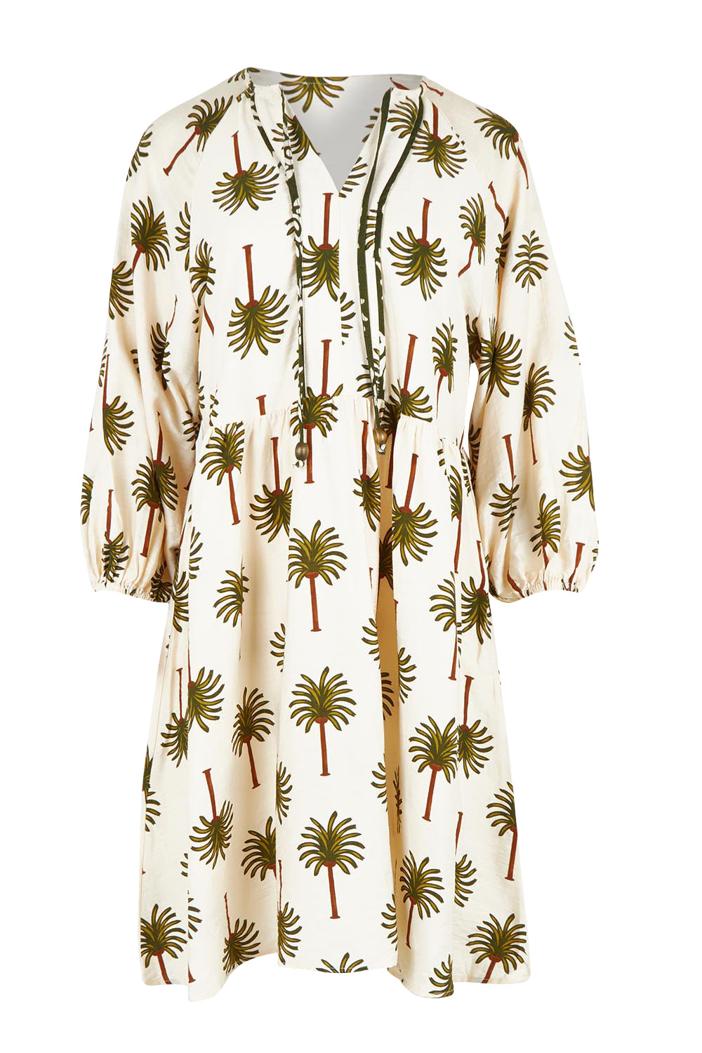 Product shot of the Alfina Dress in colour Ivorypalm, from the front