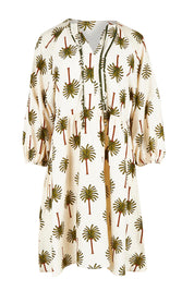 Product shot of the Alfina Dress in colour Ivorypalm, from the front