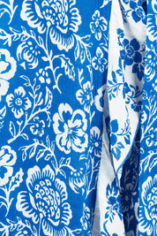 Product shot of the Lotus Wrap Dress in colour Oceanpara (Blue), detail