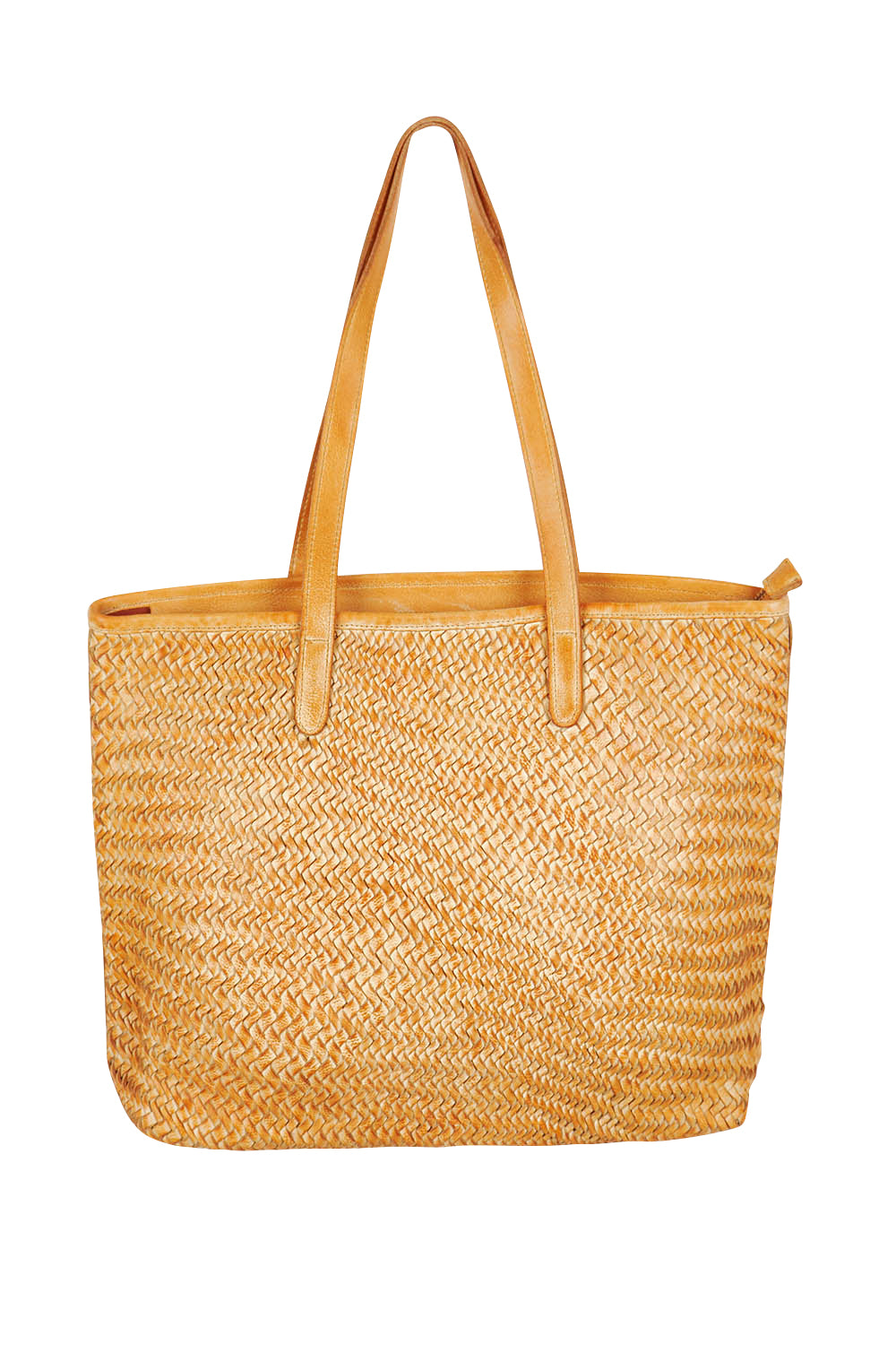 Product shot of the Leather Amalfi Bag in colour Tan, from the front