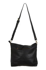 Product shot of the Leather Messenger Bag in colour Black (Black), from the back