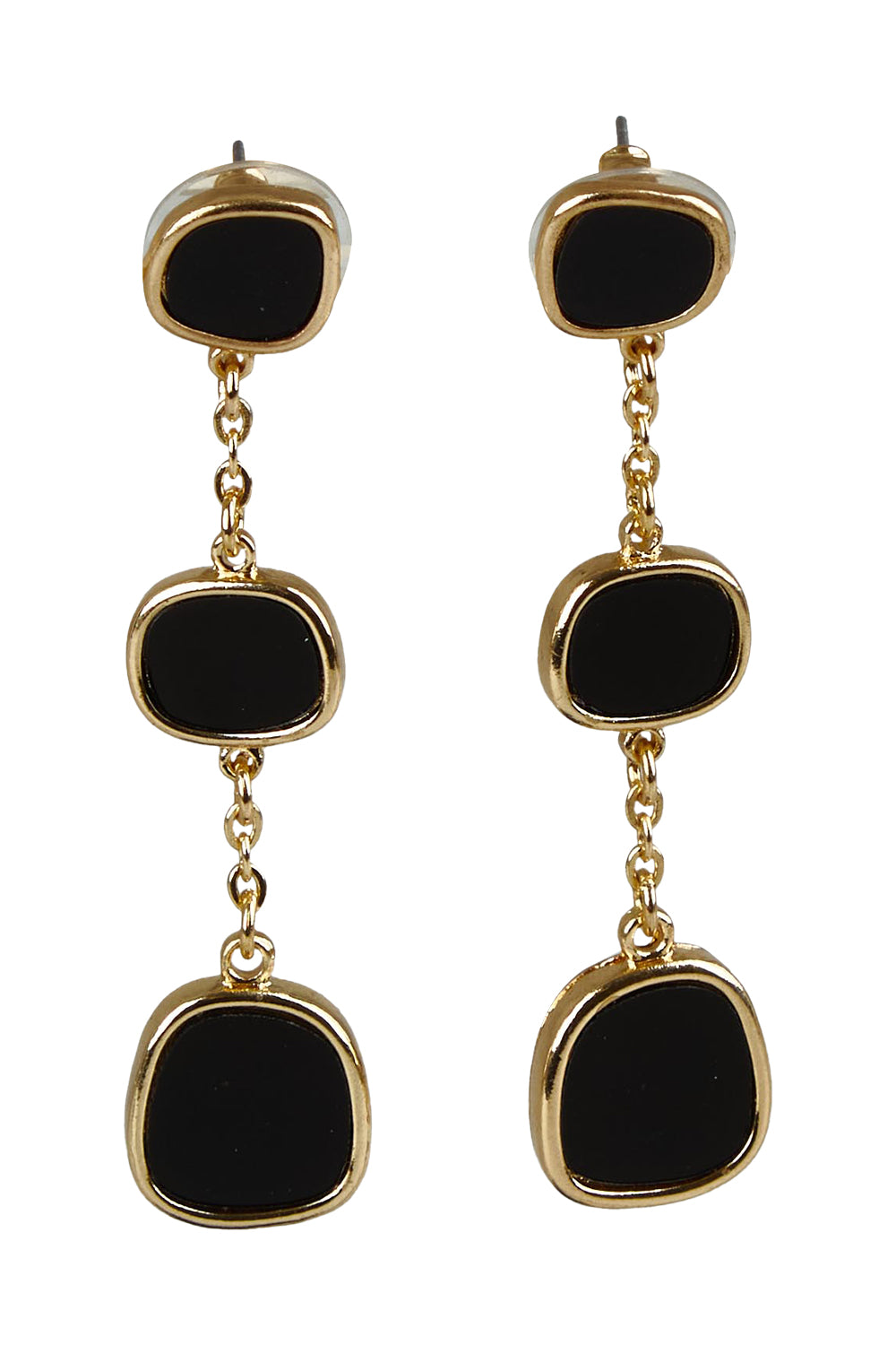 Product shot of the Joy Earrings in colour Black (Black), from the front