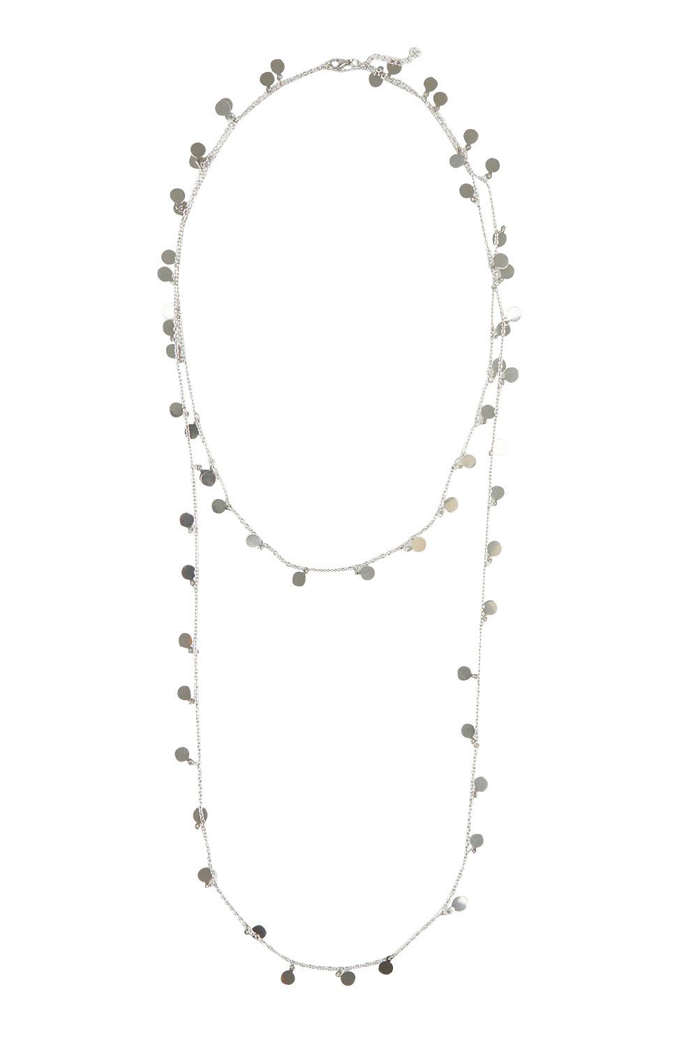 Product shot of the Cosmos Necklace in colour Silver (Metallics), from the front