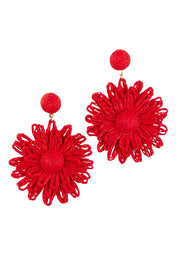 Product shot of the Bianca Earrings in colour Red (Red), from the front