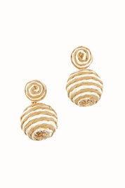Product shot of the Ophilia Earrings in colour Naturwhite, from the front