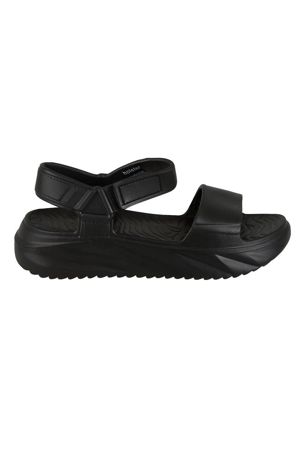 Product shot of the Cloud Nine Eva Sandal in colour Black (Black), from the front