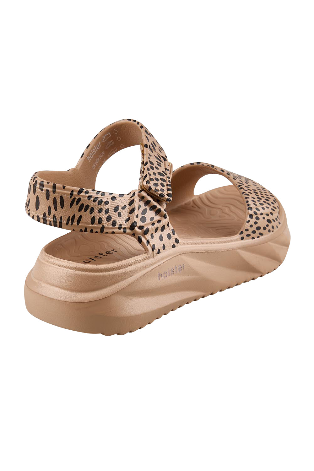 Product shot of the Cloud Safari EVA Sandal - Naturalcheetah in colour Naturalcheetah, from the back