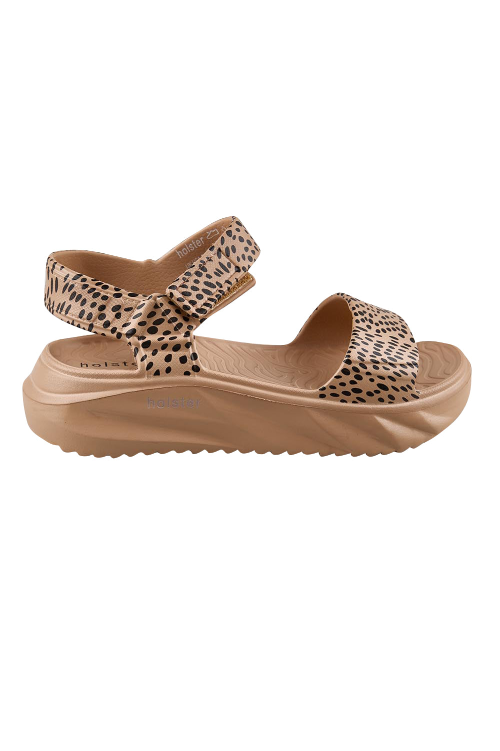 Product shot of the Cloud Safari EVA Sandal - Naturalcheetah in colour Naturalcheetah, from the front