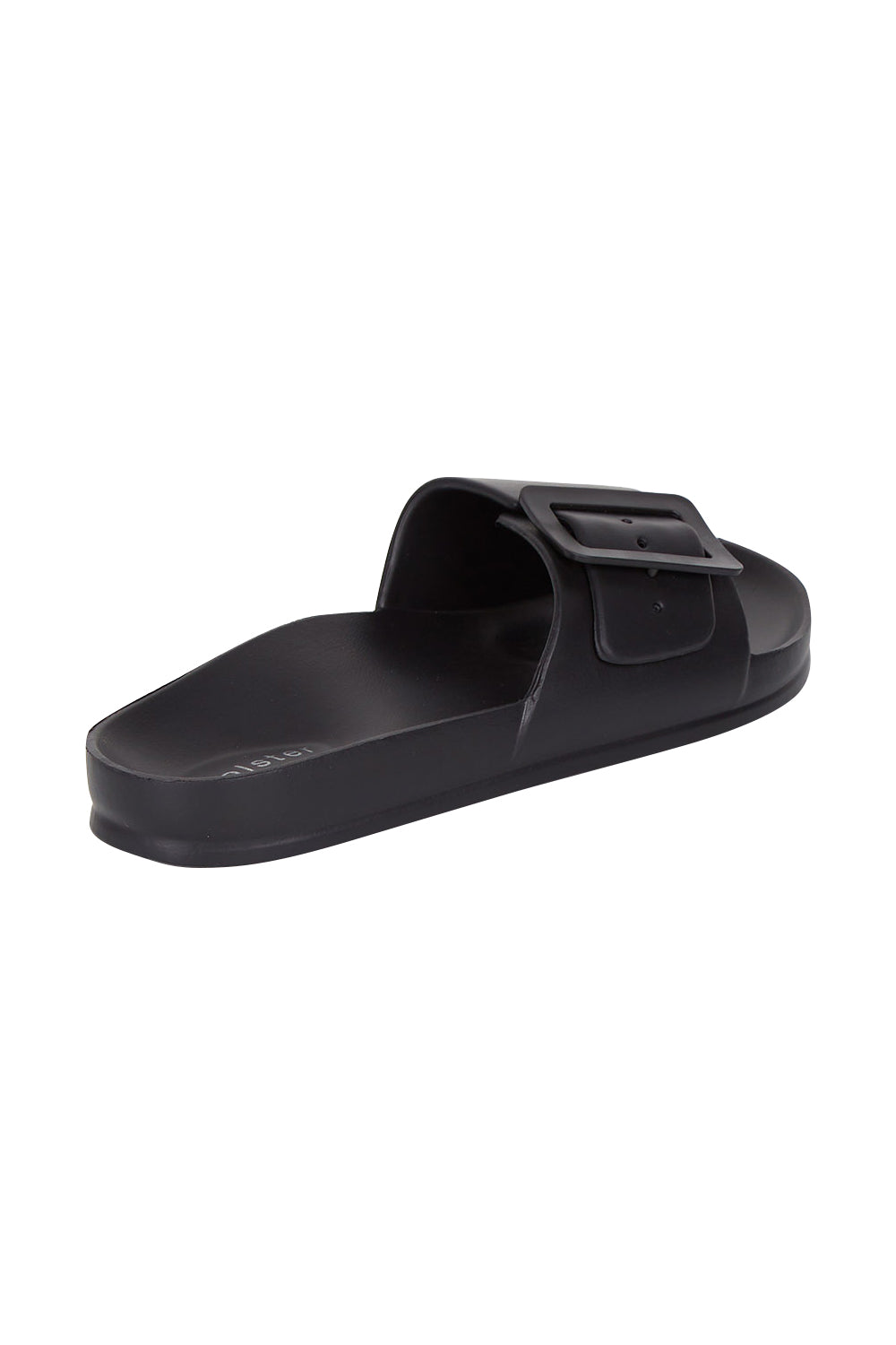 Product shot of the Solace EVA Slide in colour Black (Black), from the back