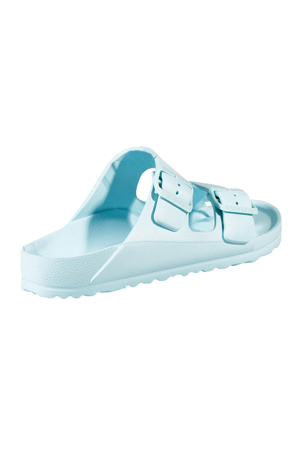 Product shot of the Sundreamer EVA Slide in colour Aqua (Blue), from the back