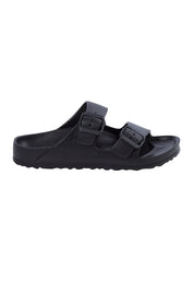 Product shot of the Sundreamer EVA Slide in colour Black (Black), from the front