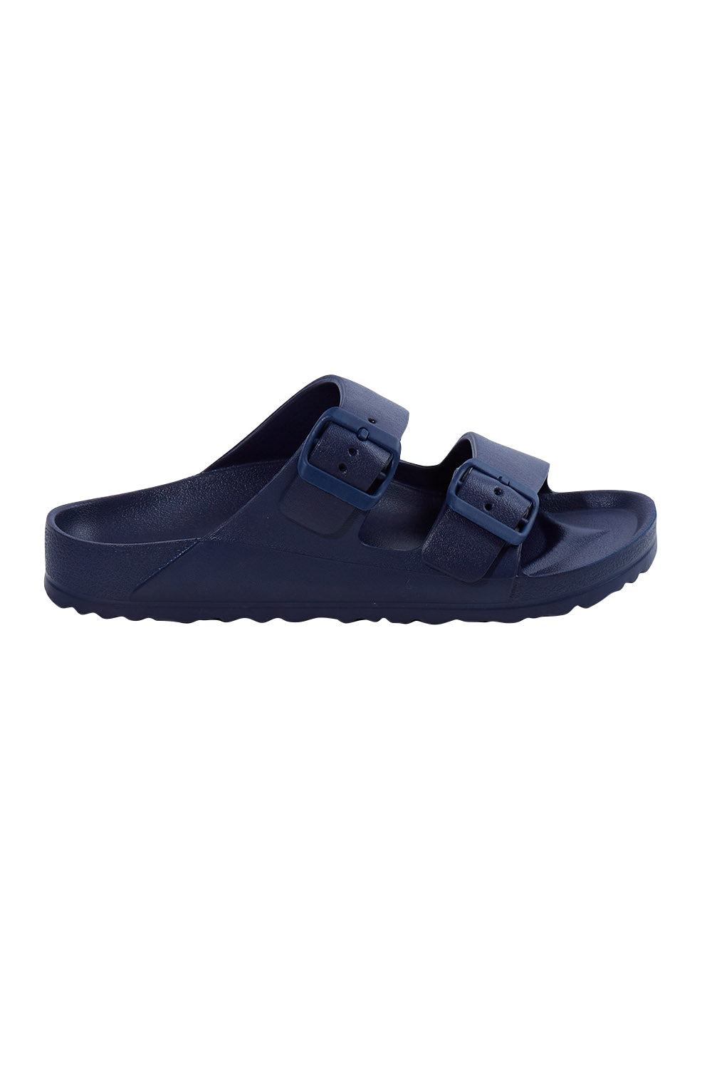 Product shot of the Sundreamer EVA Slide in colour Navy (Blue), from the front