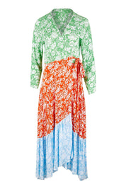 Product shot of the Margarita Long Sleeve Dress in colour Provence (Green), from the front