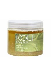 Product shot of the Organic Body Buff in colour Orange (White), from the front