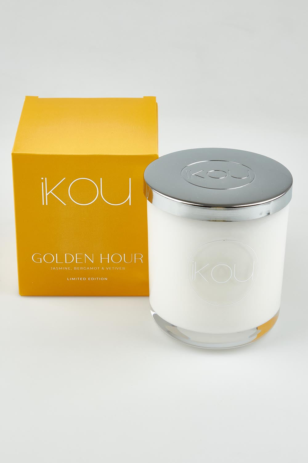 A model wearing the Limited Edition Candle in colour Goldenhour, from the front, showing the whole outfit