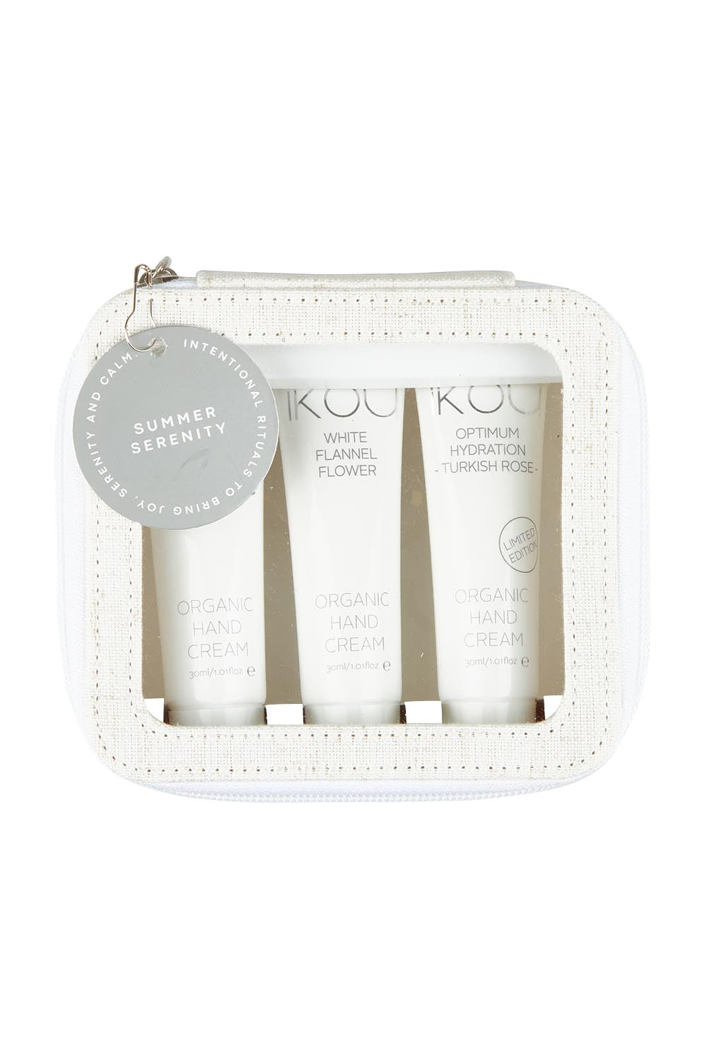 Product shot of the Hand Cream Trio Gift Pack in colour White (White), from the front