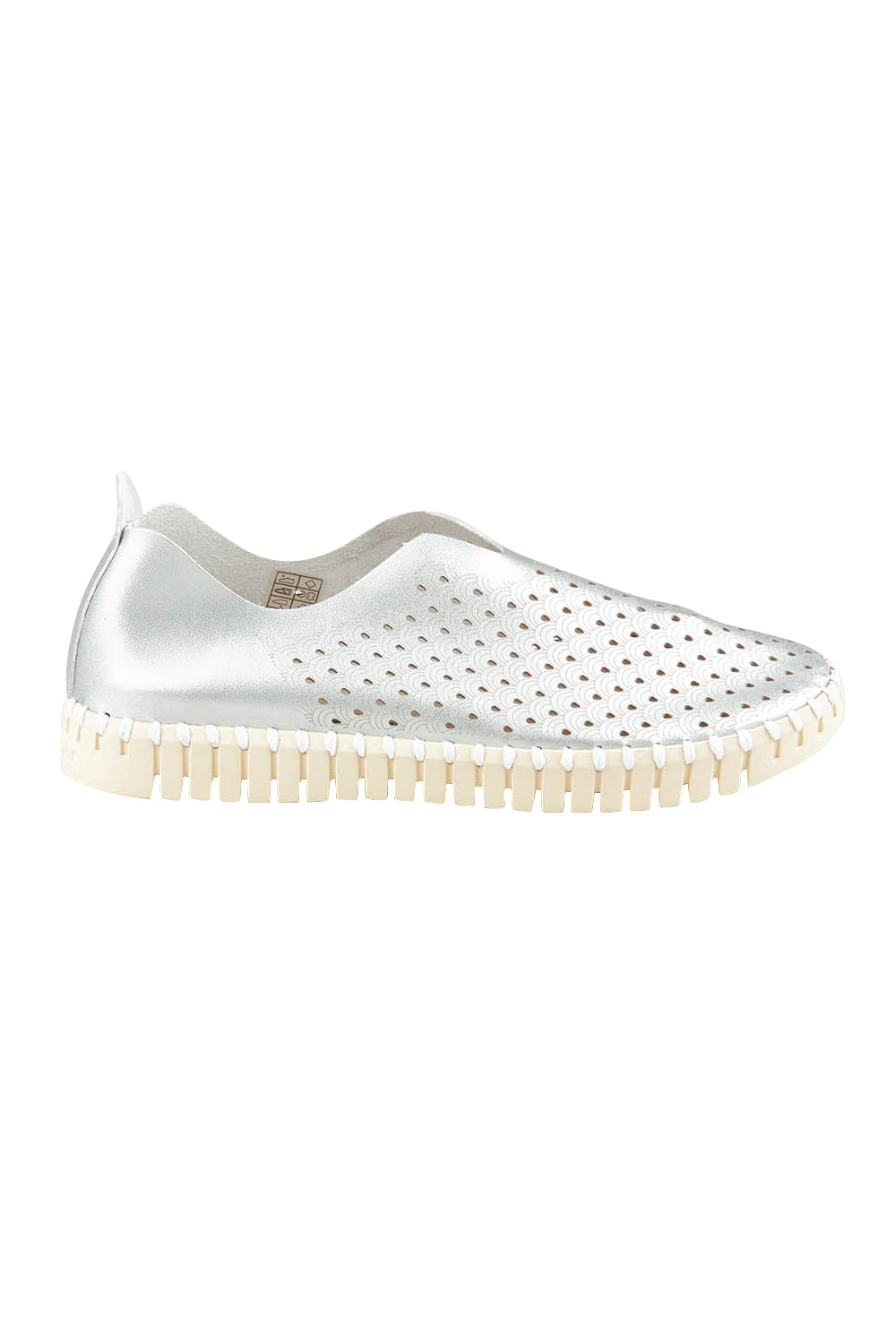 Product shot of the Tulip Metallic Sneaker in colour Silver (Metallics), from the front
