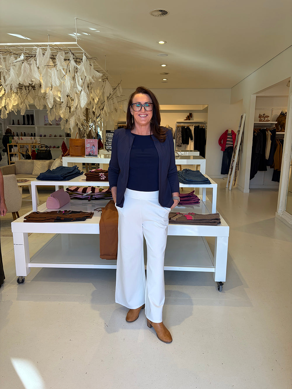 Dark Navy Blazer + Pearl Ponte Pants