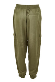 Product shot of the Cecily Cargo Joggers in colour Khaki (Green), from the back