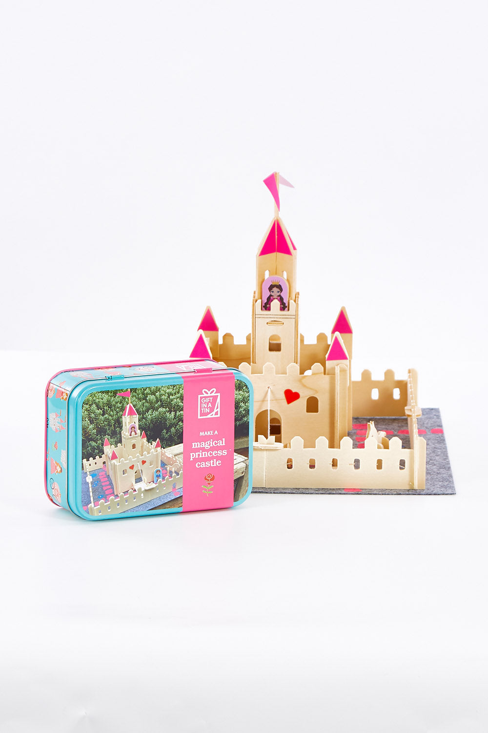 A model wearing size OneSize of the Magical Princess Castle In A Tin in colour Pink (Pink), from the front, showing the whole outfit