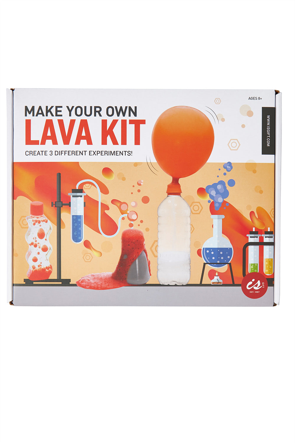 Product shot of the Make Your Own Volcano Lava Kit in colour Orange, from the front
