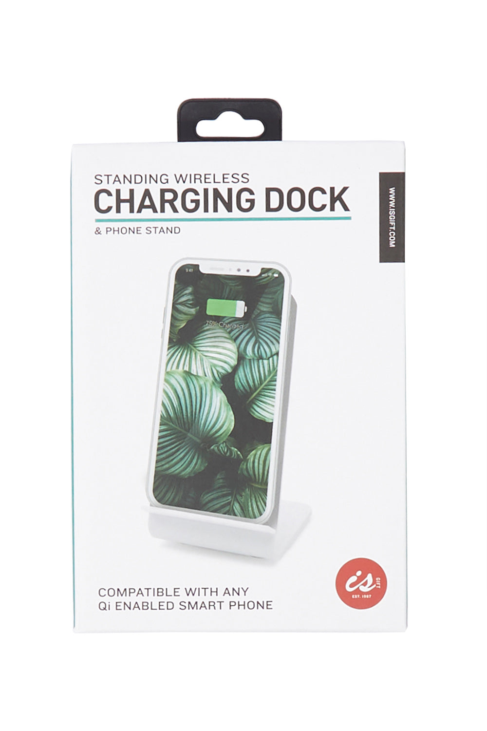 Product shot of the Standing Wireless Charging Dock in colour Black (Black), from the front
