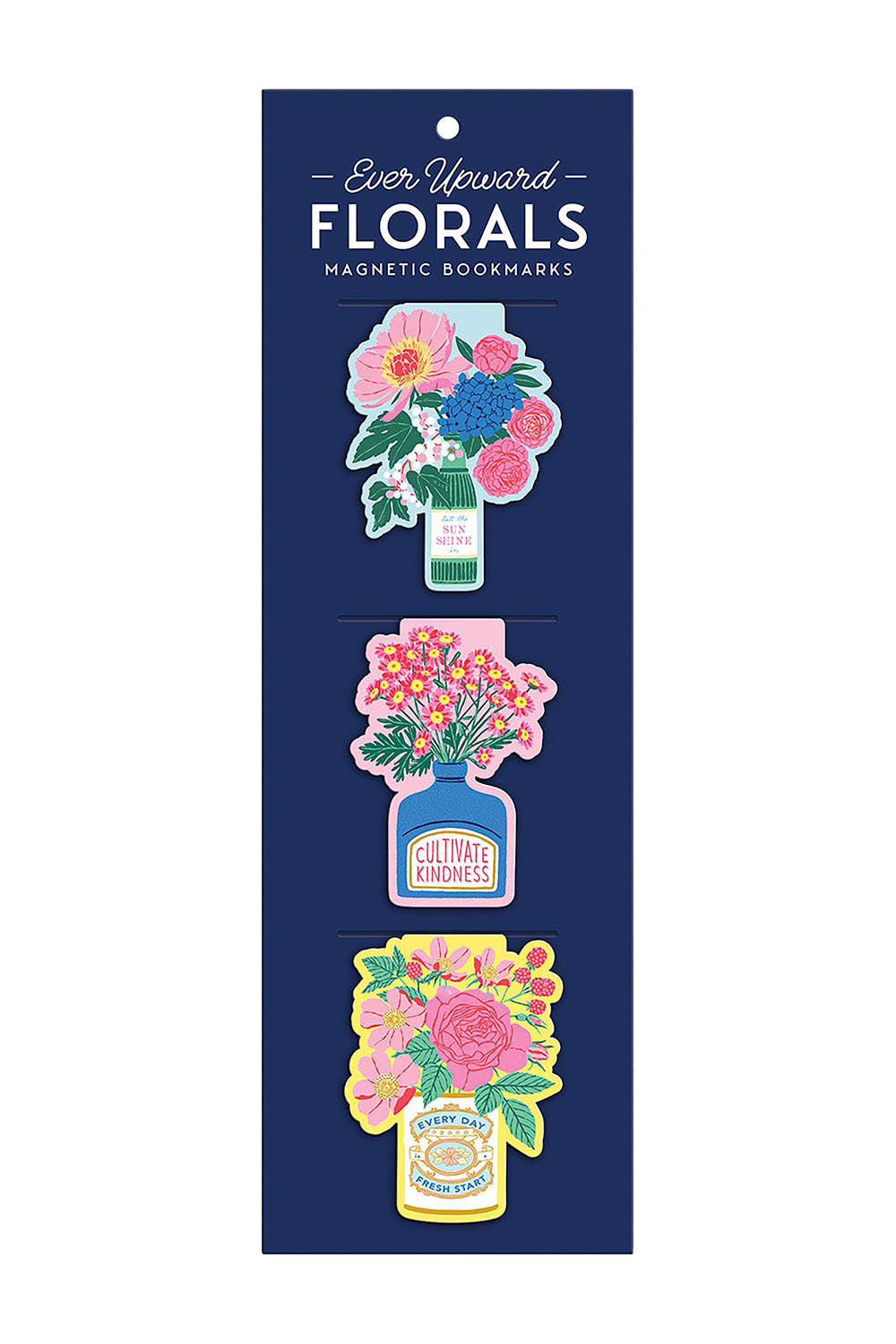 Product shot of the Galison Ever Upward Floral Magnetic Bookmarks - Multi in colour Multi, from the front