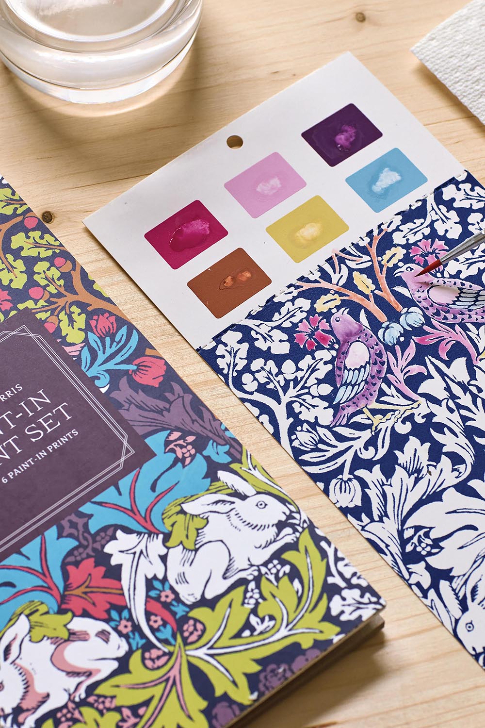 Product shot of the Galison William Morris Paint In Print Set - Multi in colour Multi, from the front