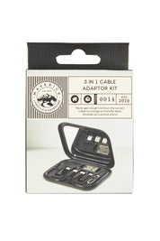 Product shot of the Multiin colourFunction 3 In 1 Cable Adapter Kit - Black (Black), from the front