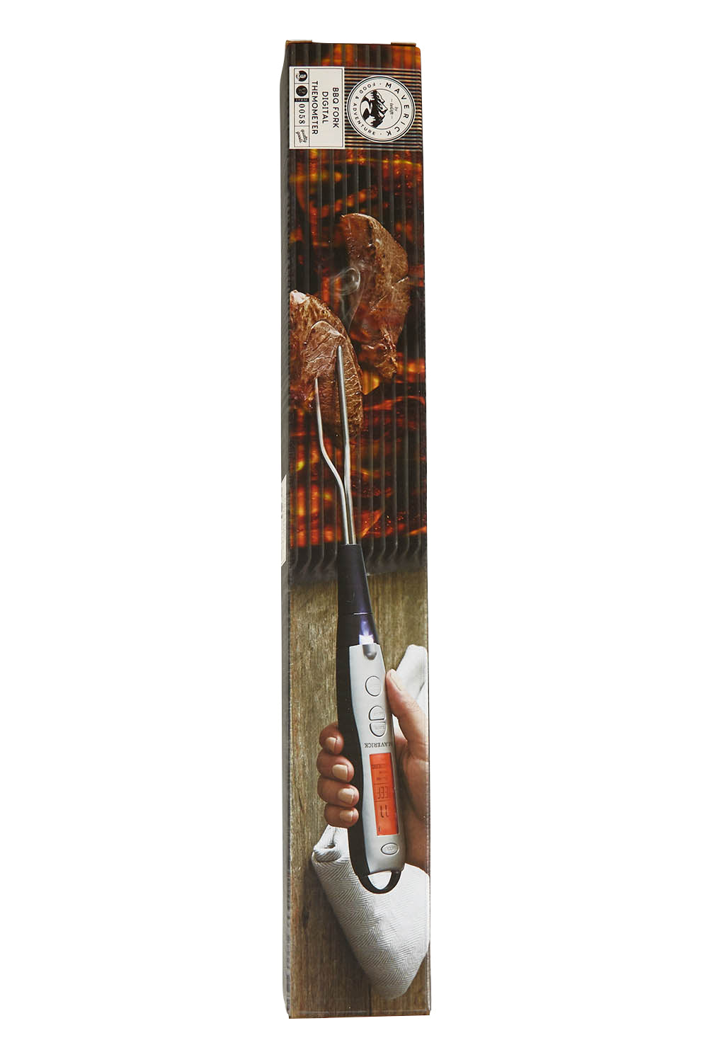 Product shot of the BBQ Digital Meat Fork Thermometer in colour Black (Black), from the front