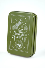 A model wearing the Waterproof Playing Cards in colour Khaki (Green), from the front, showing the whole outfit