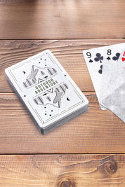 A model wearing the Waterproof Playing Cards in colour Khaki (Green), from the front, showing the whole outfit
