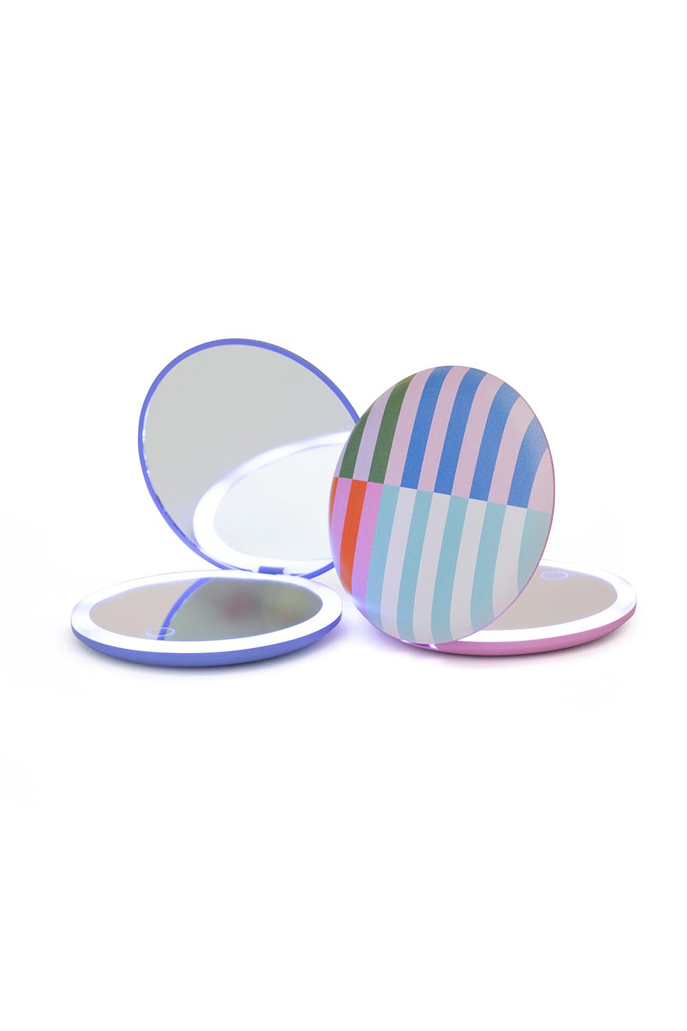 Product shot of the LED Rechargable Pocket Mirror - Lineprint in colour Lineprint, showing detail