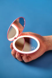 Product shot of the LED Rechargable Pocket Mirror - Squareprint in colour Squareprint, from the back