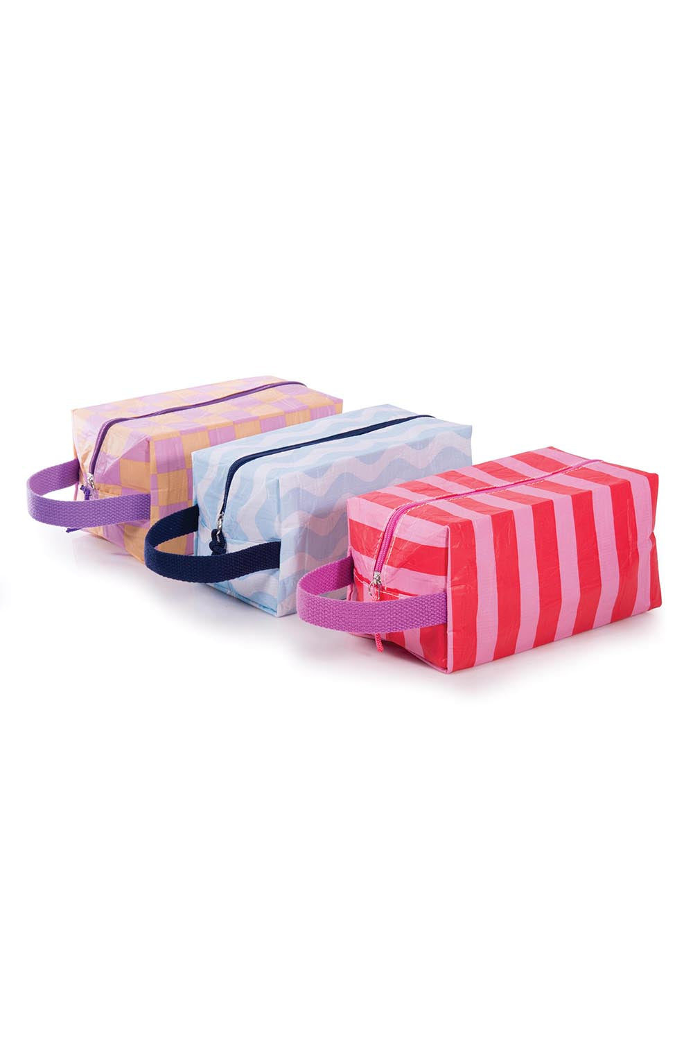 Product shot of the Fly With Me Toiletries Bag - Blue in colour Blue, from the back
