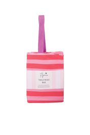 Product shot of the Fly With Me Toiletries Bag - Pink in colour Pink, showing detail