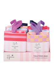 Product shot of the Fly With Me Toiletries Bag - Pink in colour Pink, showing detail
