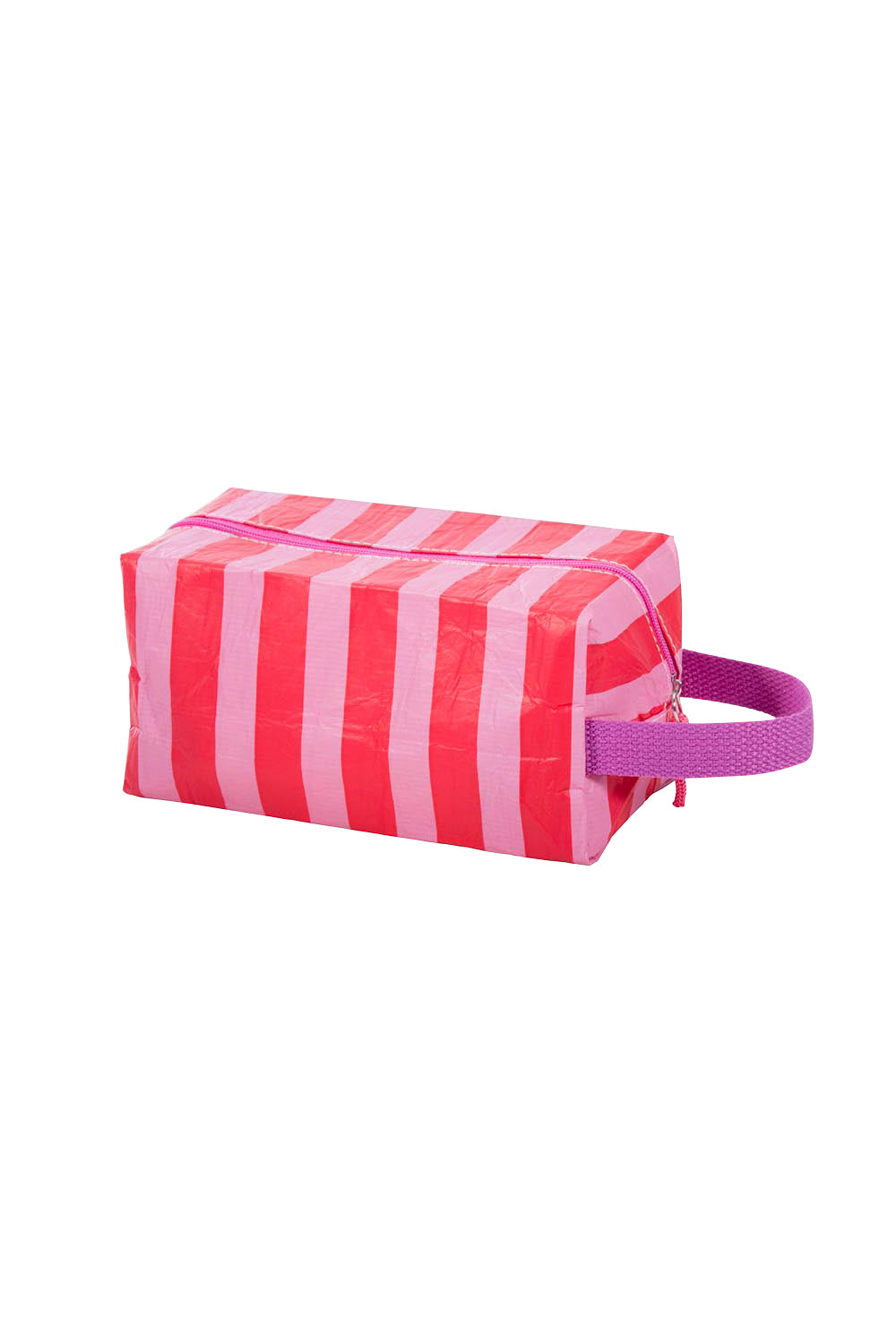 Product shot of the Fly With Me Toiletries Bag - Pink in colour Pink, from the front