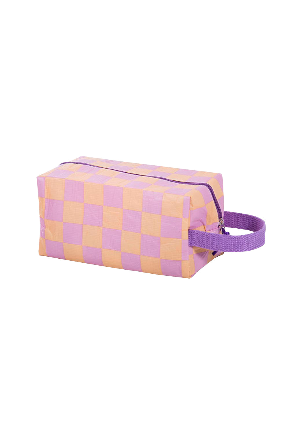 Product shot of the Fly With Me Toiletries Bag - Purple in colour Purple, from the front
