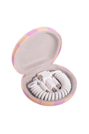 Product shot of the Fly With Me Charging Cable Adapter Set - Purple in colour Purple, showing detail