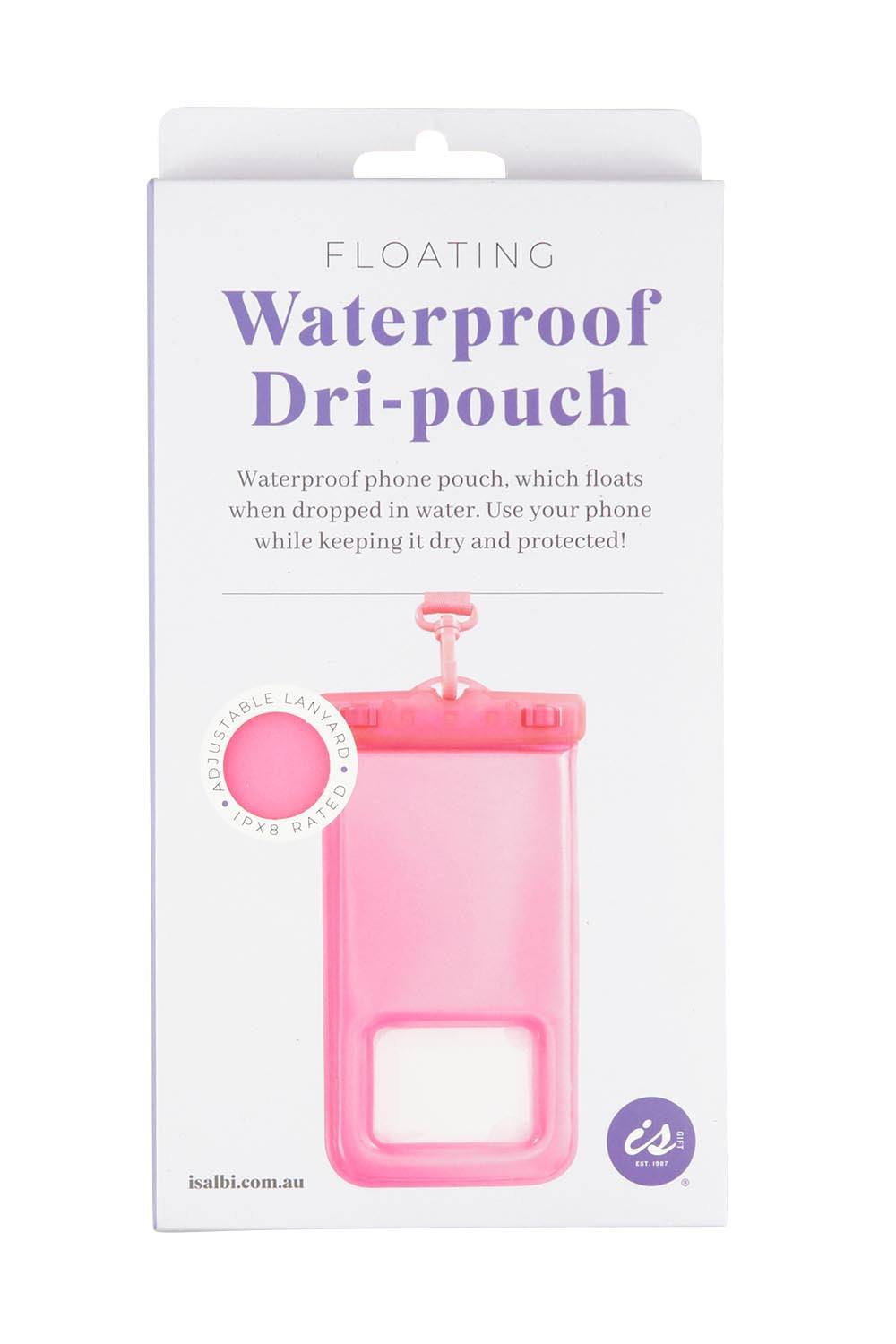 Product shot of the Floating Waterproof Driin colourPouch - Pink (Pink), from the front